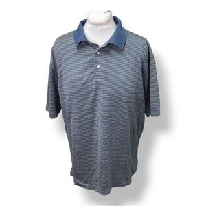 Alan Flusser Golf Mens Mercerized Egyptian Cotton Polo Geometric Blue/Tan L